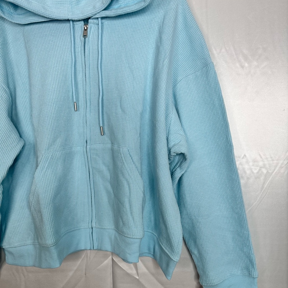 Auden Light Blue Waffle Knit Hoodie & Shorts Set Plus 4X NWT - Picture 8 of 11